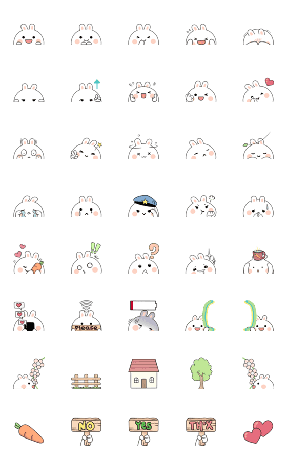 [LINE絵文字]Rabbit Take a Peek Emojiの画像一覧