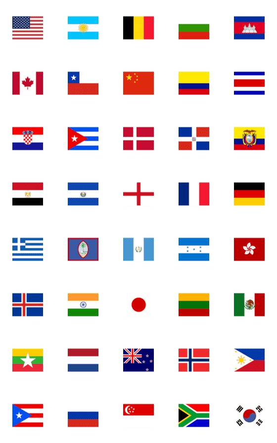 [LINE絵文字]Country Flags Vol. 1の画像一覧