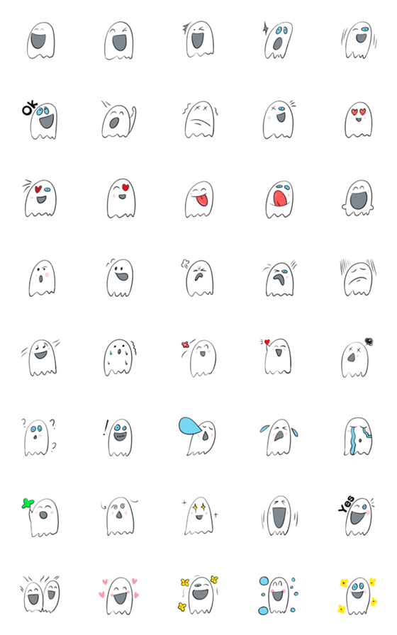 [LINE絵文字]Smile ghost Emojiの画像一覧