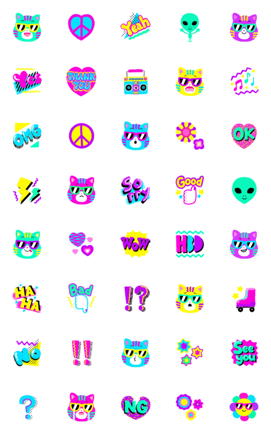 [LINE絵文字]VIVID 80’s EMOJIの画像一覧