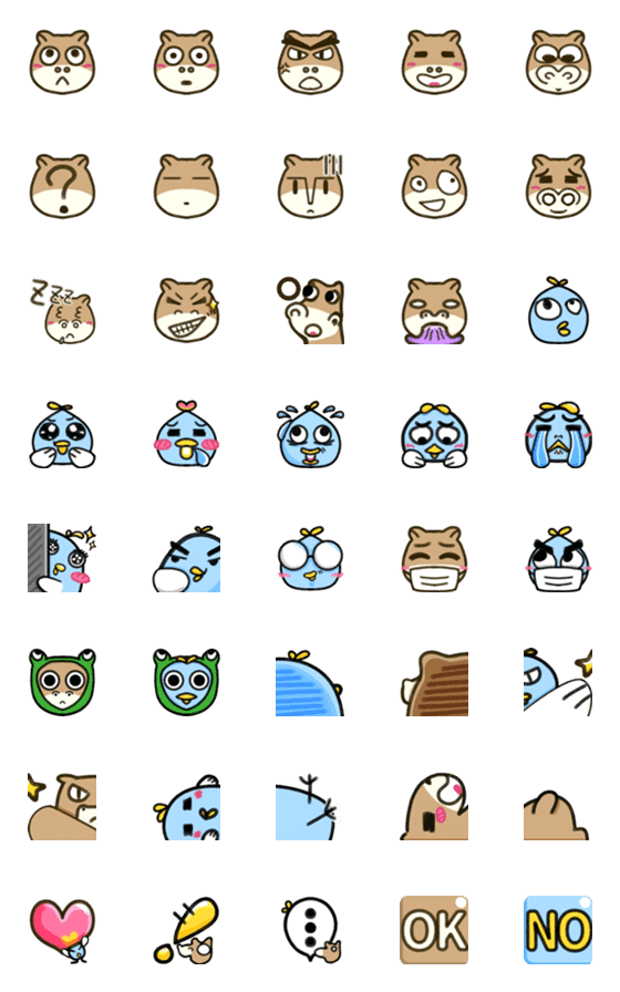 [LINE絵文字]Fat Capybara and Rock bird are cuteの画像一覧