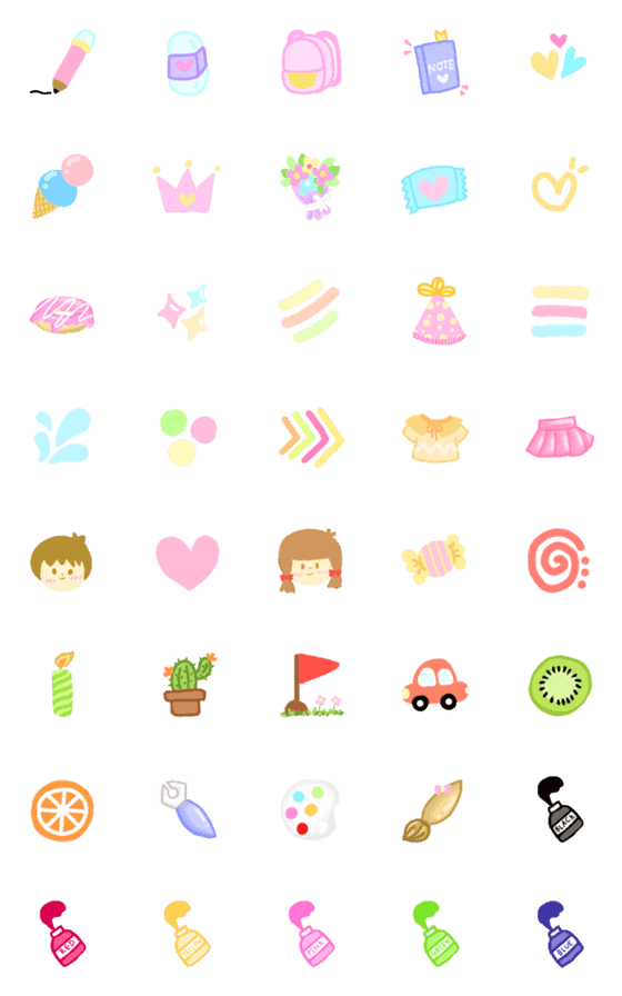 [LINE絵文字]Cutie emoji : funny pastelの画像一覧