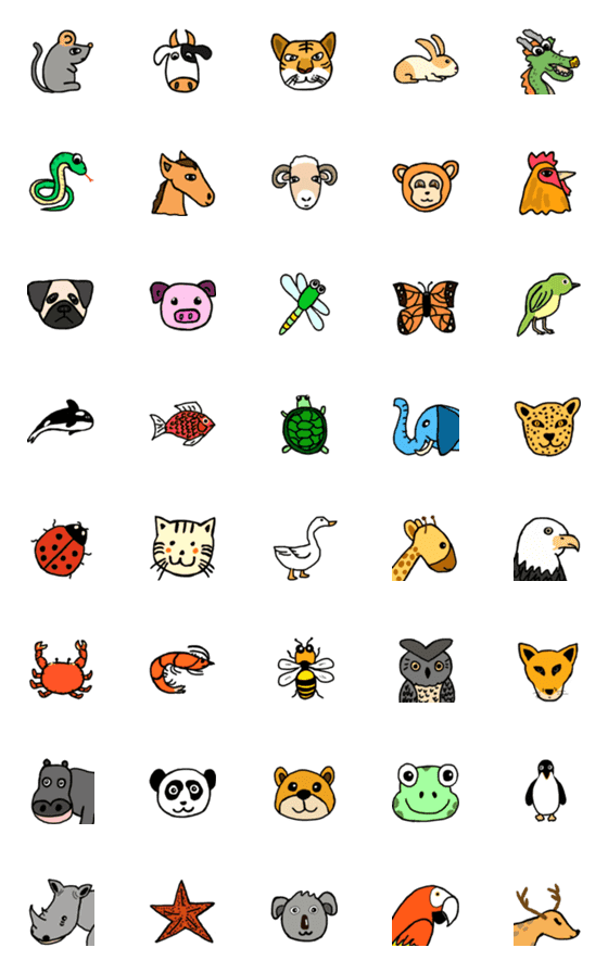 [LINE絵文字]40動物絵文字の画像一覧