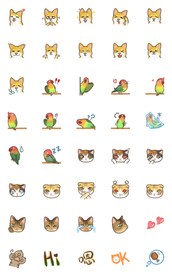 [LINE絵文字]Sihba Inu and birdsの画像一覧