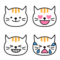 [LINE絵文字] 気持ち伝わる顔絵文字：ノラ猫1白キジトラの画像