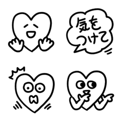 [LINE絵文字] モノクロ♥️ハートの画像