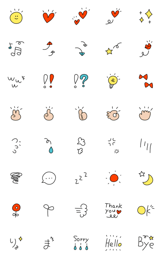 [LINE絵文字]使いやすいシンプル線画の画像一覧