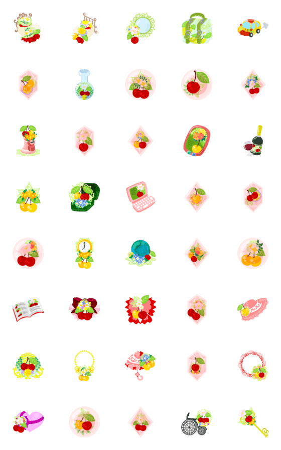 [LINE絵文字]Cute Cherry Emojiの画像一覧