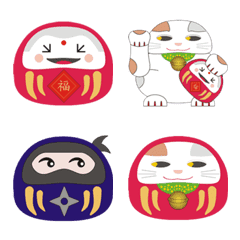 [LINE絵文字] Cat LuLu ＆ Darumaの画像