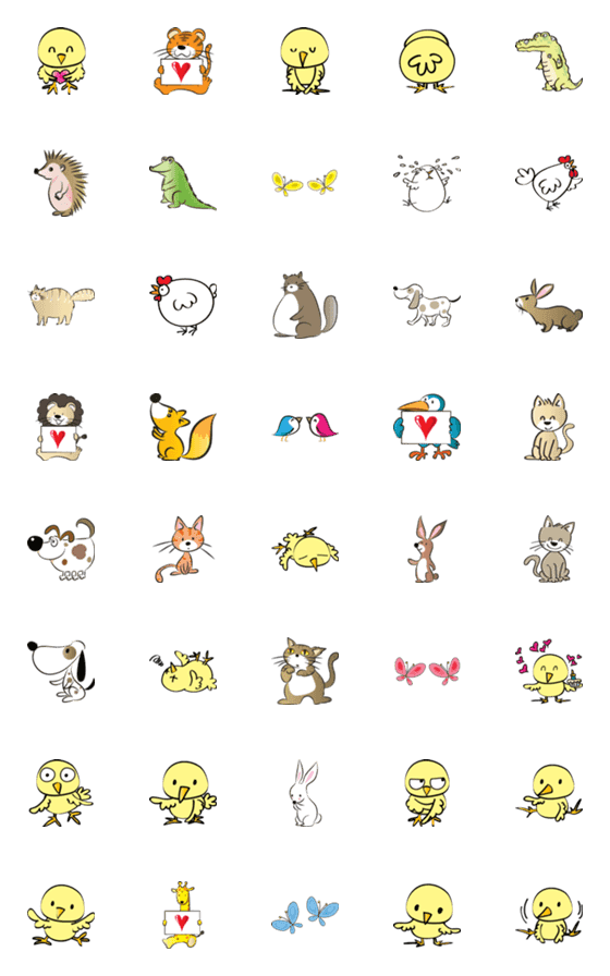 [LINE絵文字]Chicks and animalsの画像一覧
