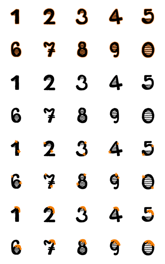 [LINE絵文字]Cutie emoji : black orange numberの画像一覧