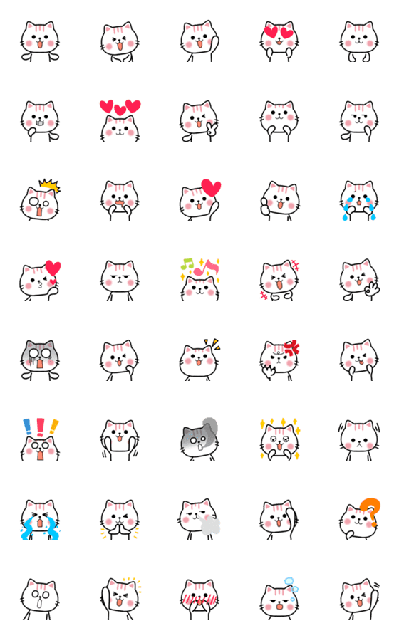 [LINE絵文字]おしゃれ猫❤可愛い顔100%ネクニャ絵文字の画像一覧