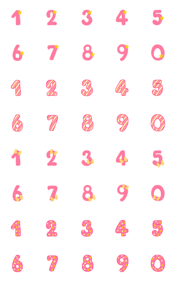 [LINE絵文字]Cutie emoji : pinky star numberの画像一覧