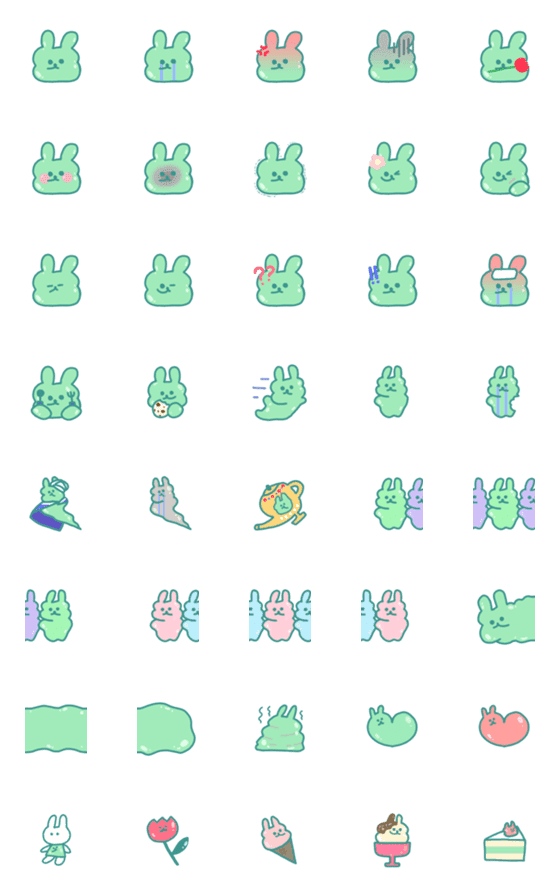 [LINE絵文字]slime rabbit poto emojiの画像一覧