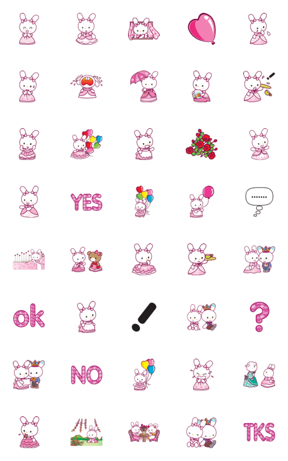 [LINE絵文字]pink princess rabbit story 4の画像一覧