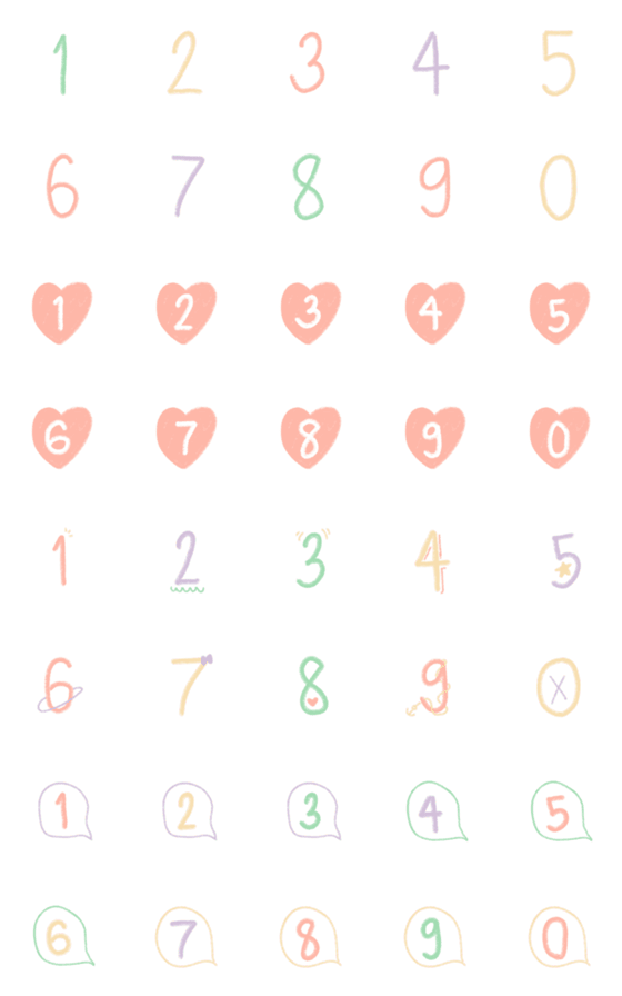 [LINE絵文字]Regular cute crayon number:)の画像一覧