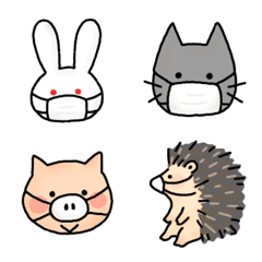 [LINE絵文字] かわいい動物たちがマスクをつけたよの画像