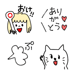 [LINE絵文字] おんなの子とねこの画像