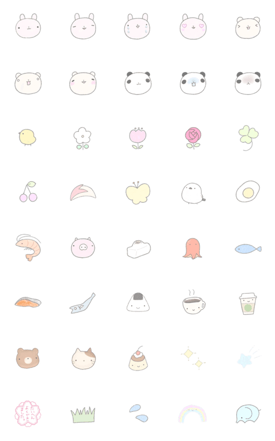 [LINE絵文字]ふわふわパステルの画像一覧