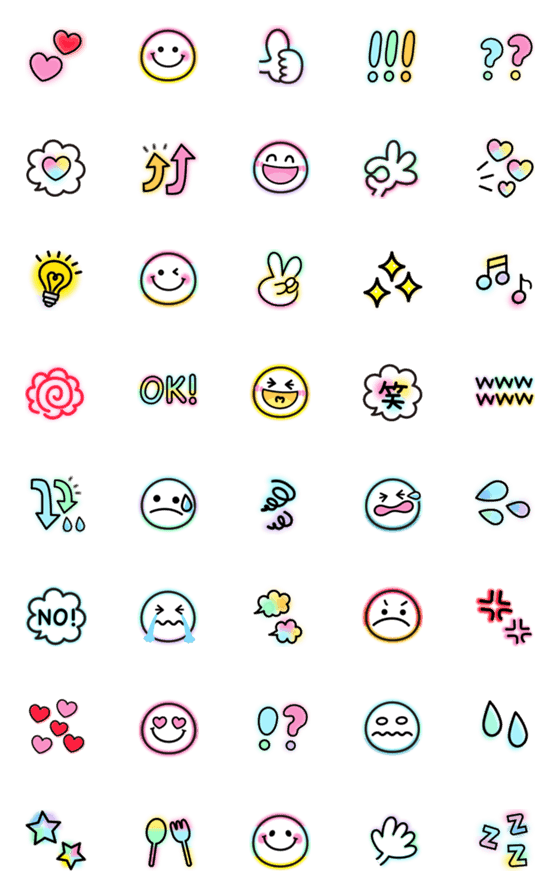 [LINE絵文字]カラフル♪ネオン♡毎日使える絵文字の画像一覧