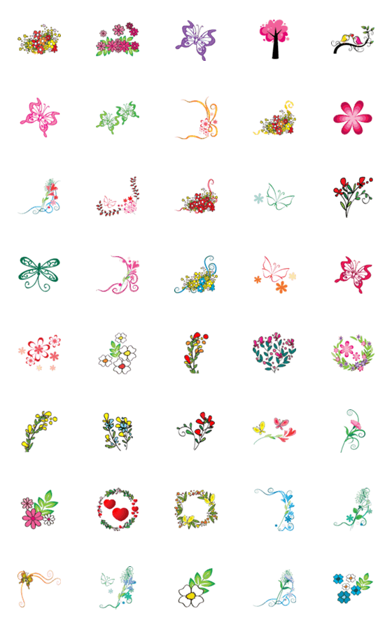[LINE絵文字]flower and butterfly pictureの画像一覧