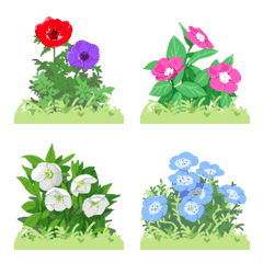 [LINE絵文字] 繋がる四季の花と草原の画像