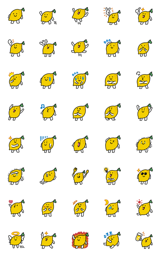 [LINE絵文字]すっぱいレモンの絵文字の画像一覧