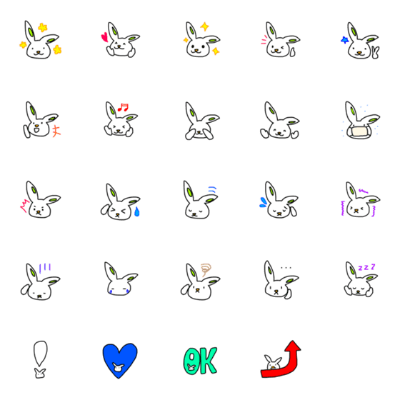 [LINE絵文字]simple Emojis of the rabbitの画像一覧