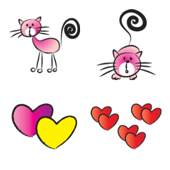 [LINE絵文字] Wenlan drawing dancing cats and loveの画像