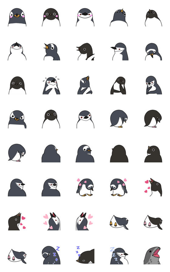 [LINE絵文字]3種類のペンギンさん（ピゴセリス属）の画像一覧