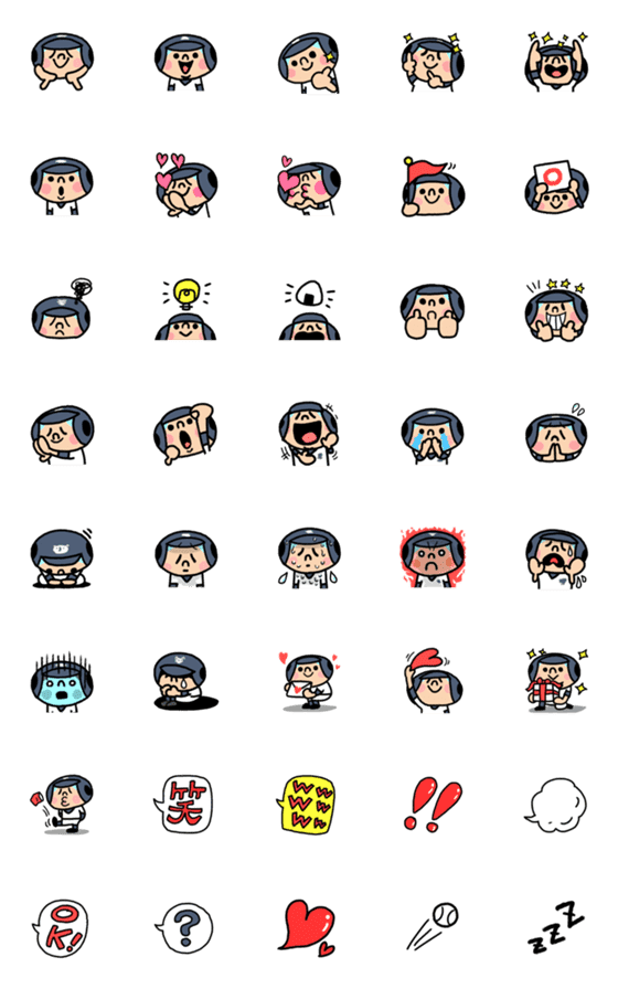 [LINE絵文字]がんばれ！ベースボール スタートセットの画像一覧