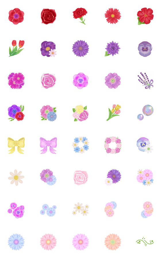 [LINE絵文字]カラフルな お花の画像一覧