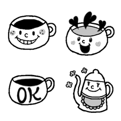 [LINE絵文字] ＊シンプルかわいい＊モノクロカフェ絵文字の画像