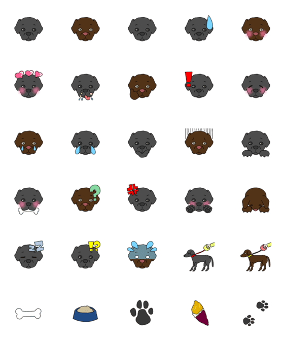 [LINE絵文字]ラブラドールレトリバー（黒＆チョコ）の画像一覧