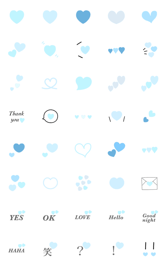 Line絵文字 ブルーハートのガーリーで可愛い絵文字 40種類 1円