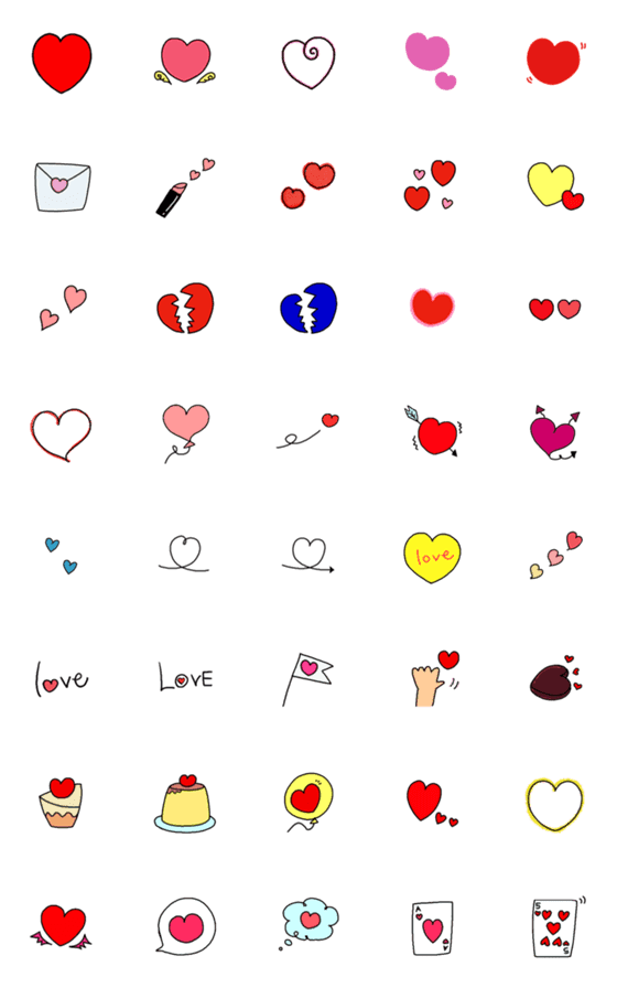 [LINE絵文字]かわいいハートだけの絵文字の画像一覧