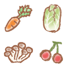 [LINE絵文字] 鉛筆タッチ♪野菜と果物ときのこの画像