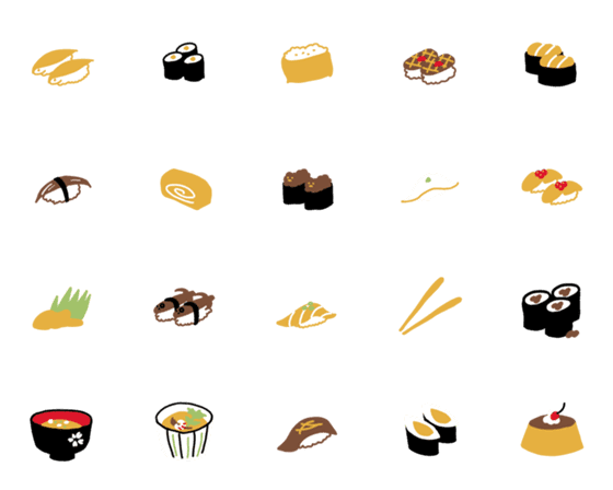 [LINE絵文字]茶色いお寿司の絵文字の画像一覧
