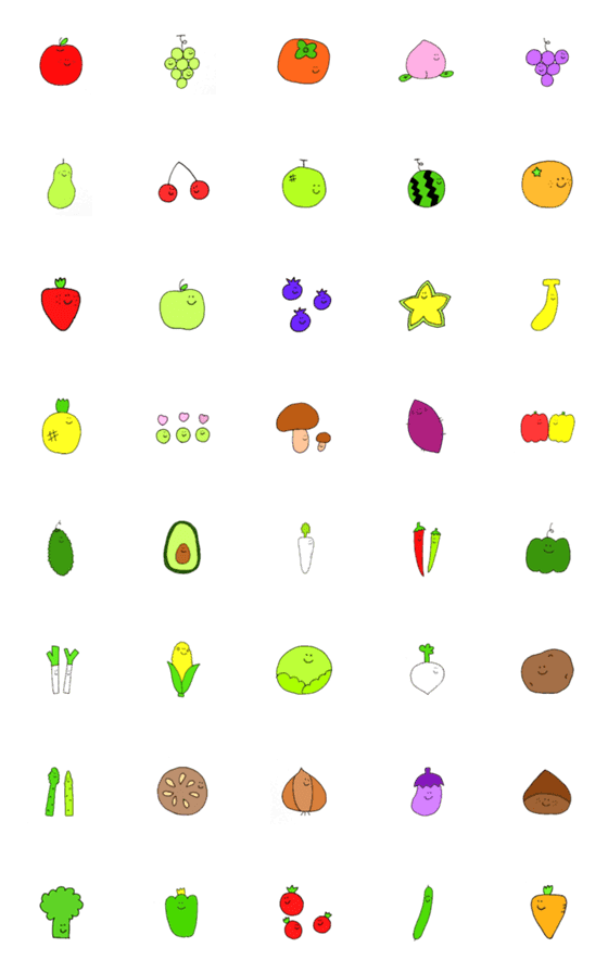 [LINE絵文字]◇かわいい！やさいとくだもの◇の画像一覧
