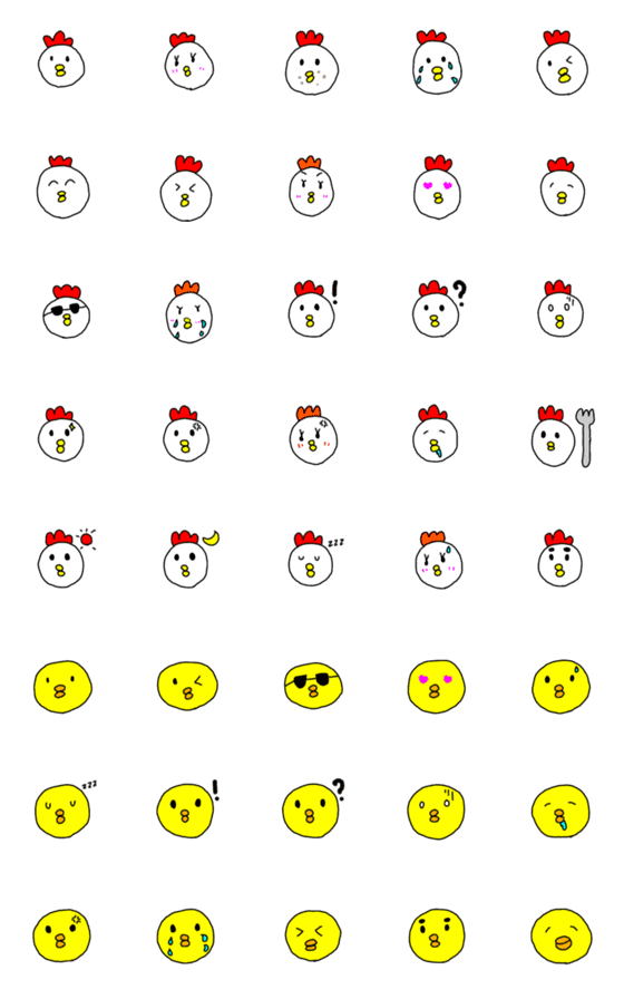 [LINE絵文字]にわとり、まるちきの絵文字の画像一覧