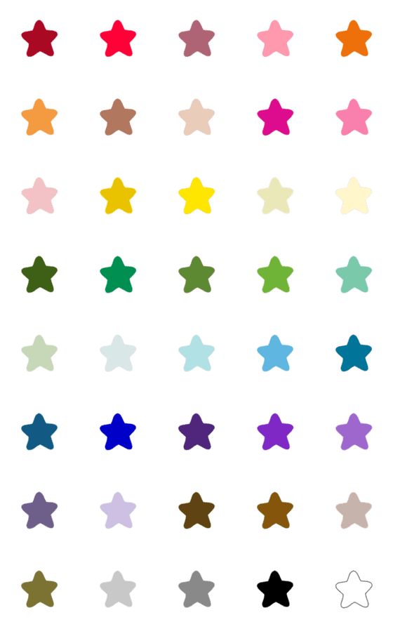 [LINE絵文字]可愛い丸型ボーダー星型（40色）の画像一覧