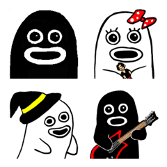 [LINE絵文字] 黒と白のオバケの画像