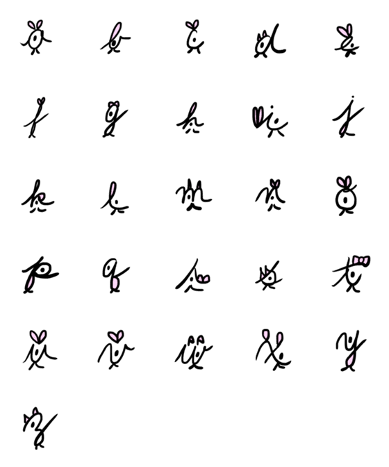 [LINE絵文字]筆記体アルファベット君たちの画像一覧