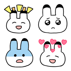 [LINE絵文字] みみの先が黒いうさぎemojiの画像