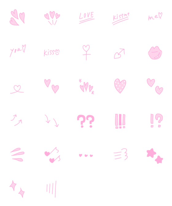 [LINE絵文字]ピンクだらけの絵文字の画像一覧