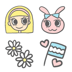 [LINE絵文字] Cute Bunny and Girlの画像