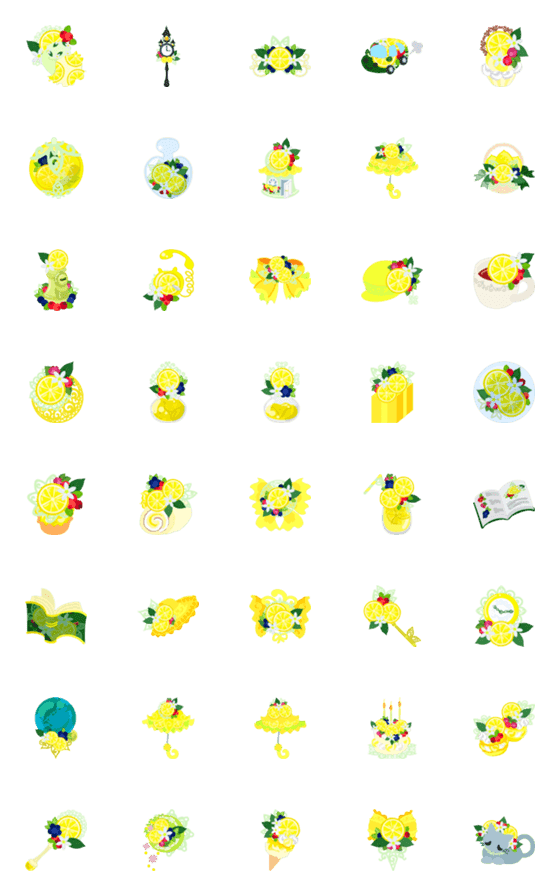 [LINE絵文字]Cute and Stylish Lemon Emojiの画像一覧