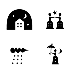 [LINE絵文字] mini mini emoji No.1 -black and white-の画像