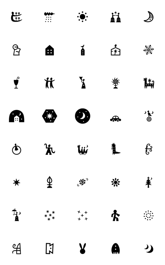 [LINE絵文字]mini mini emoji No.1 -black and white-の画像一覧