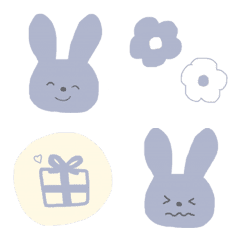 [LINE絵文字] くすみブルーのうさぎ 2の画像